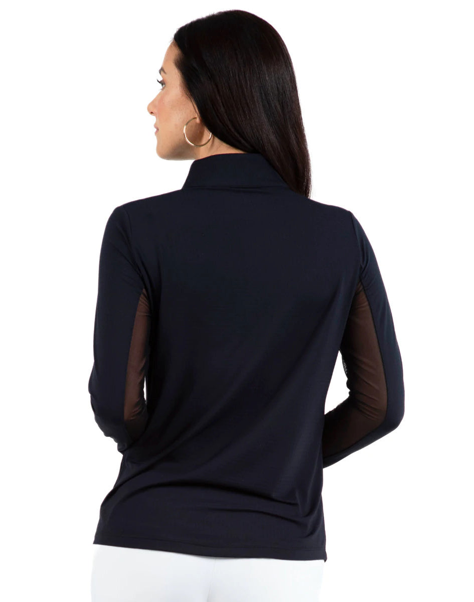 IBKUL Black Mock Long Sleeve Shirt