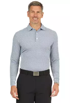 IBKUL Circle Grid Print Long Sleeve Polo rewritten for Google SEO purposes: IBKUL Circle Pattern Long Sleeve Polo.