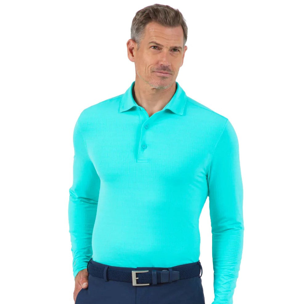 IBKUL Men's Mint Long Sleeve Polo Shirt.