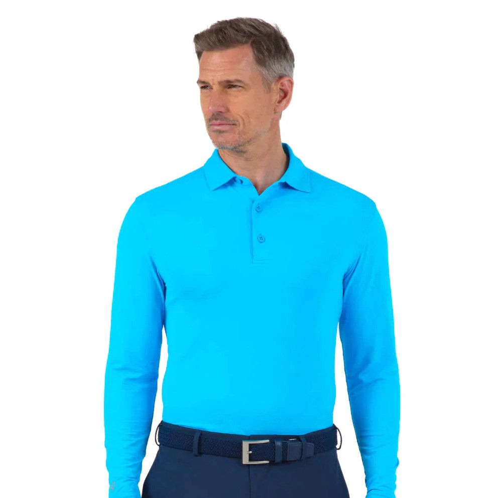 IBKUL Mens Polo Shirt Long Sleeve Turquoise