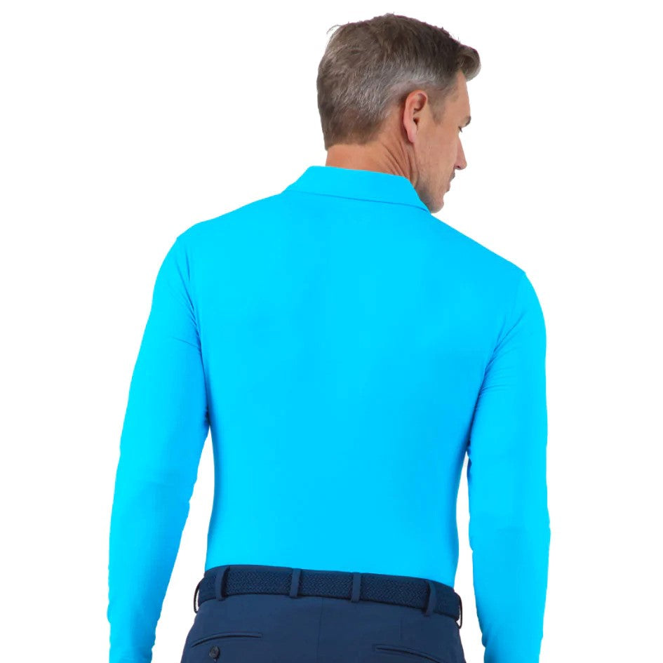 IBKUL Mens Polo Shirt Long Sleeve Turquoise