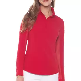 IBKUL Red Mock Long Sleeve Shirt