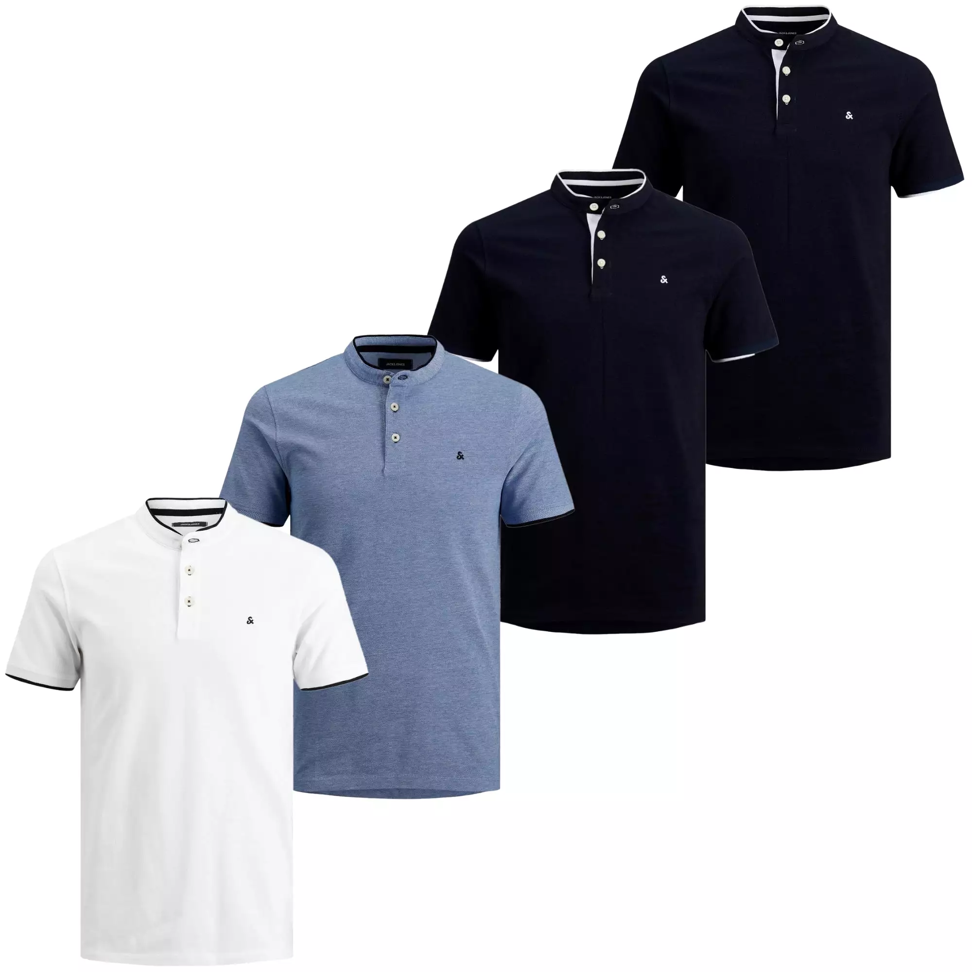 Jack & Jones Men's Polo T-Shirt with Grandad Neck