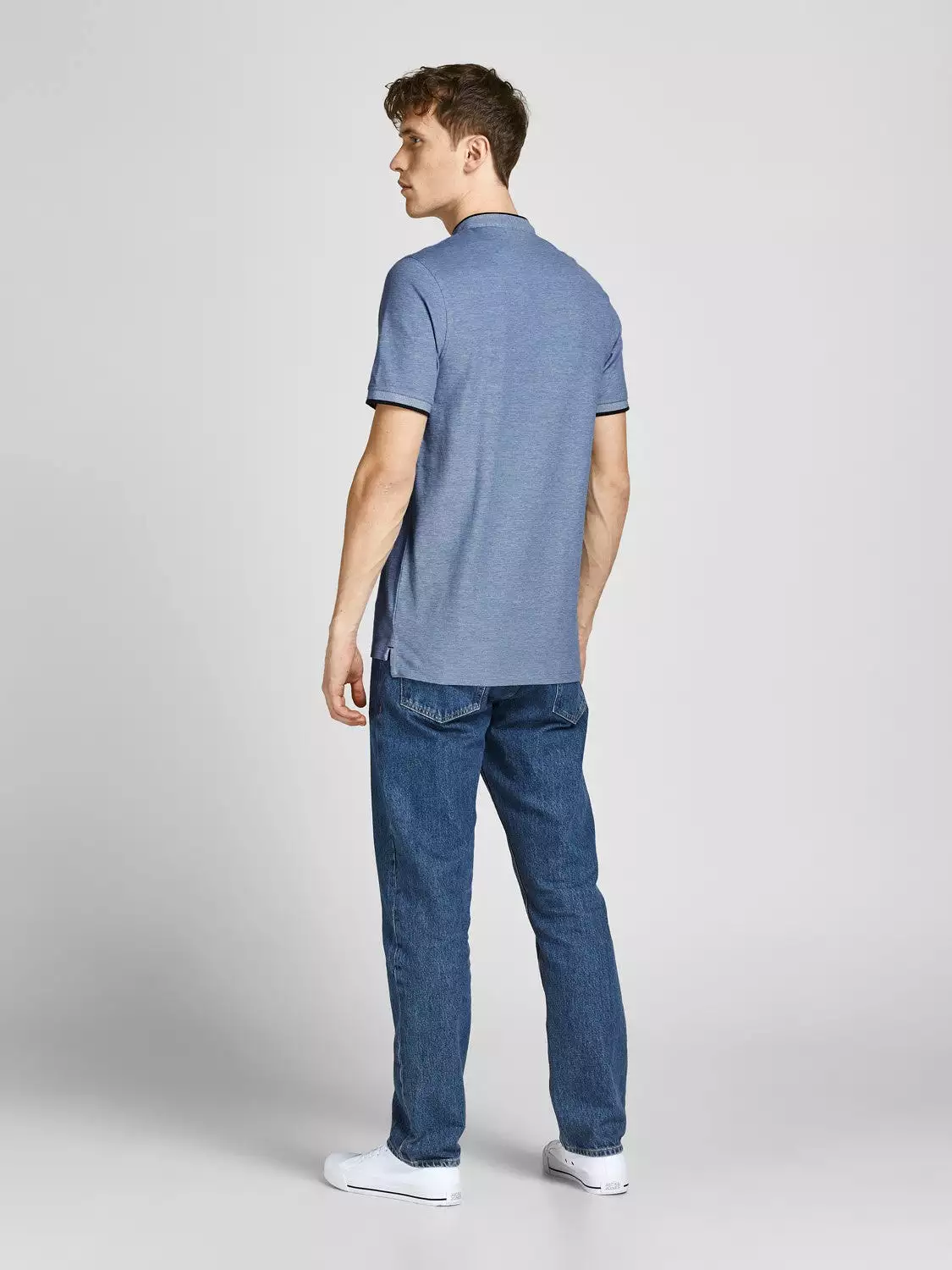 Jack & Jones Men's Polo T-Shirt with Grandad Neck