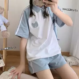 Japanese bear polo shirt and shorts BY6098