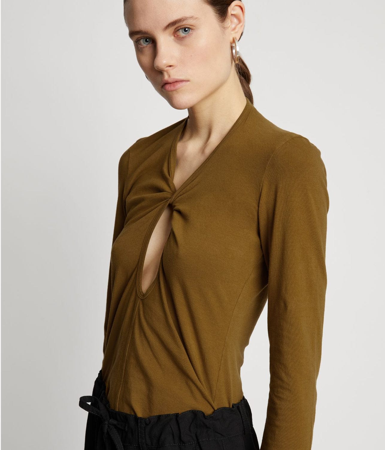 Jersey Keyhole Top Olive - Shop Now