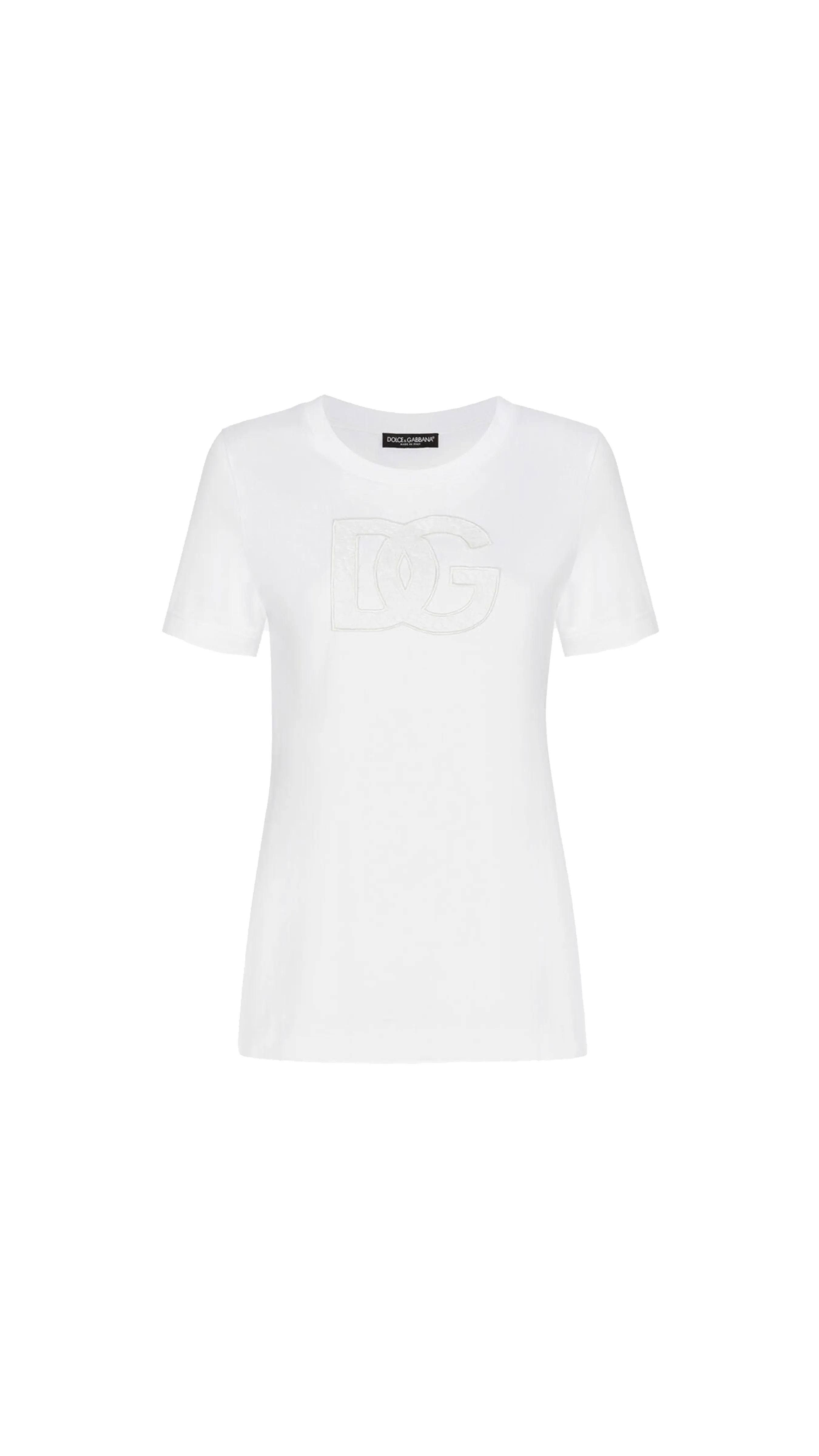 White Jersey T-shirt With DG Logo Patch