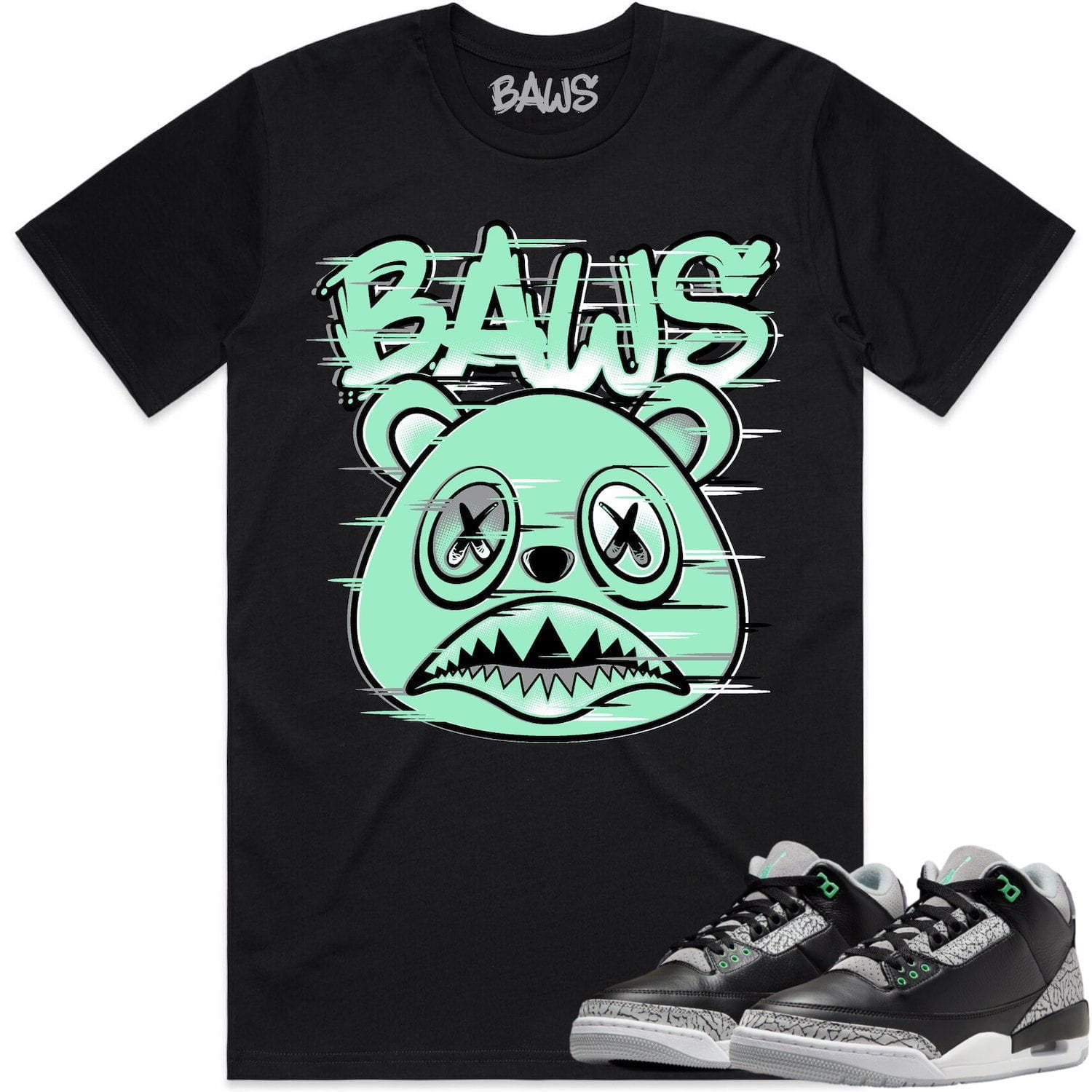 Jordan 3 Green Glow 3s Shirt - GREEN GLOW GLITCH BAWS - Matching Options