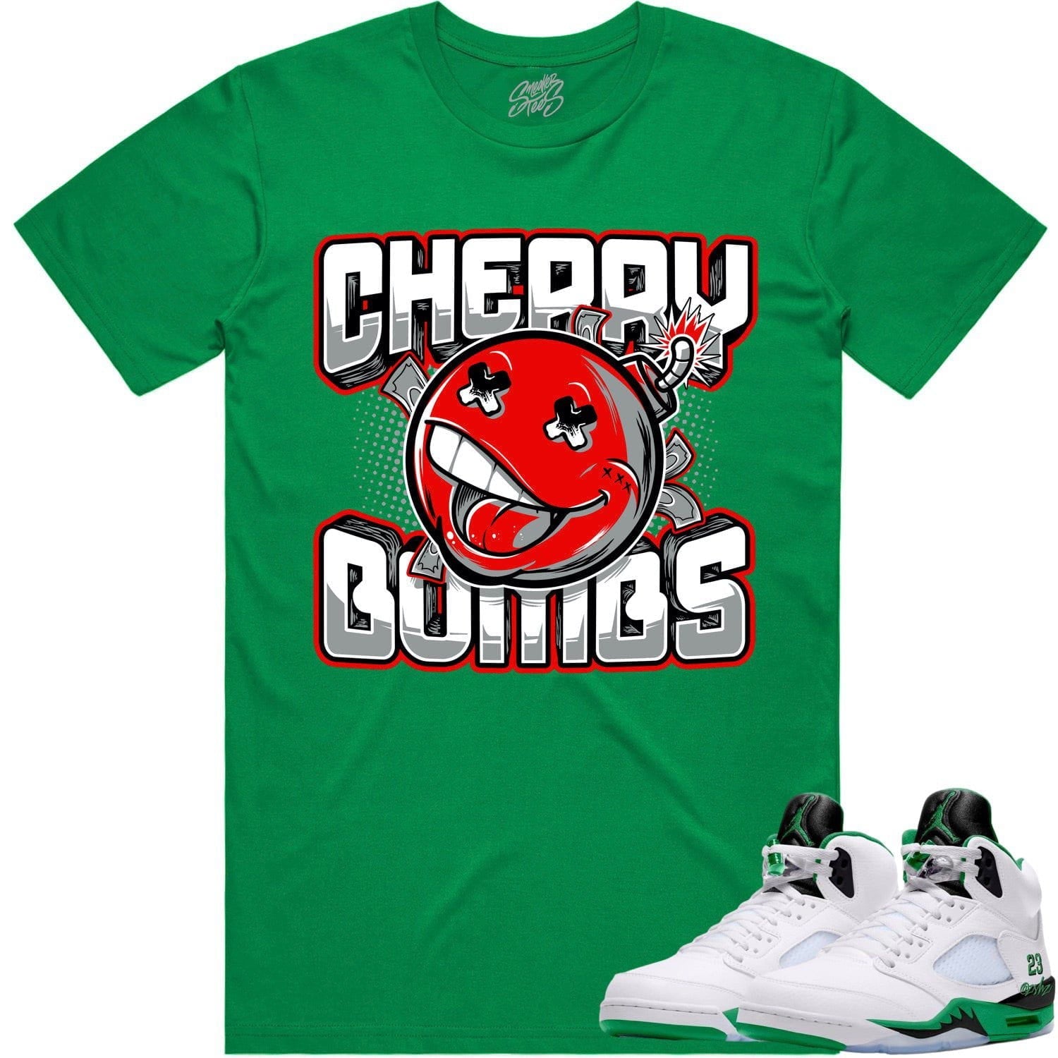 Jordan 5 Lucky Green 5s Shirt - RED CHERRY BOMBS | Exclusive Match