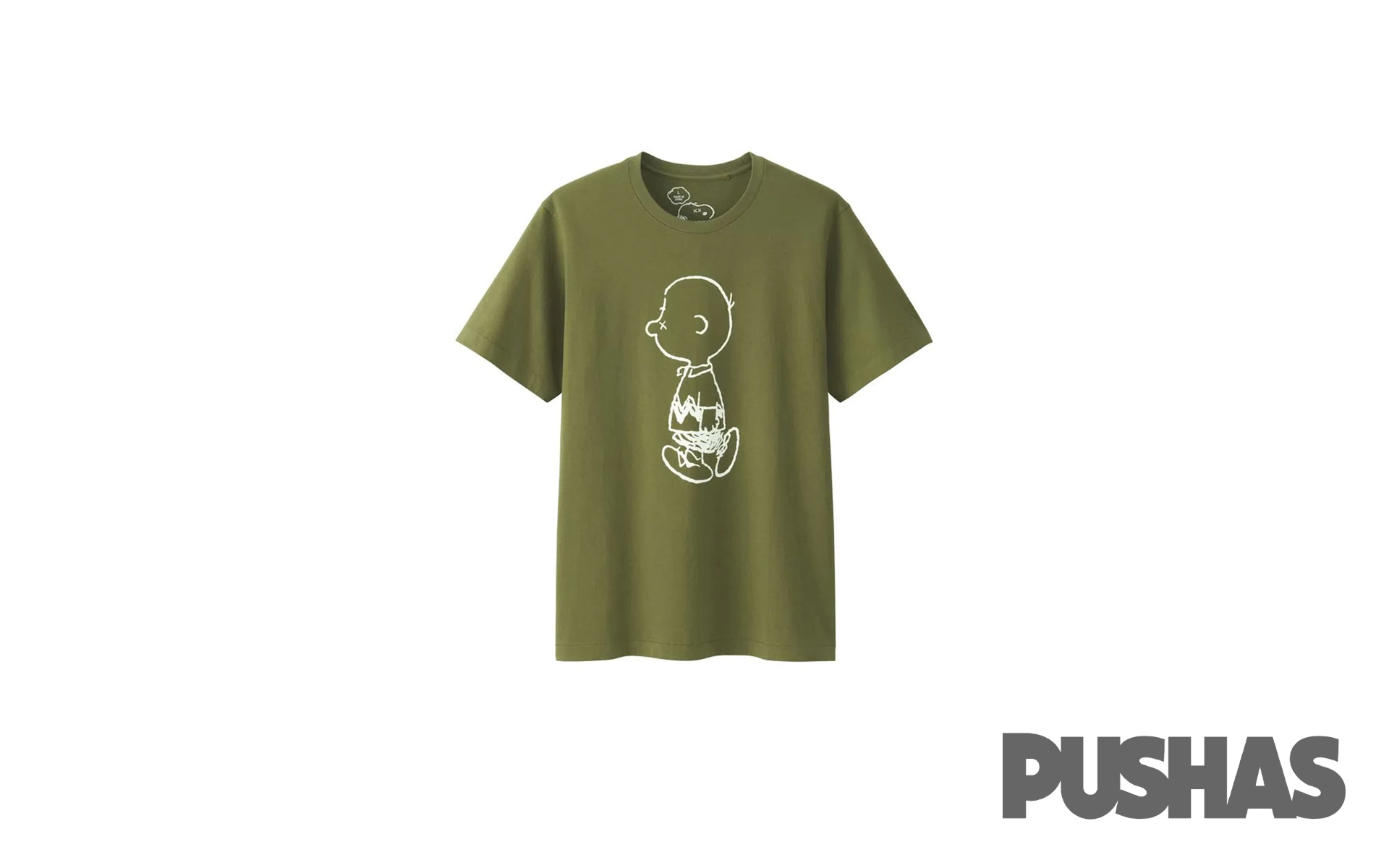 KAWS x Uniqlo x Peanuts Charlie Brown T-Shirt, Olive Color, Released in 2017