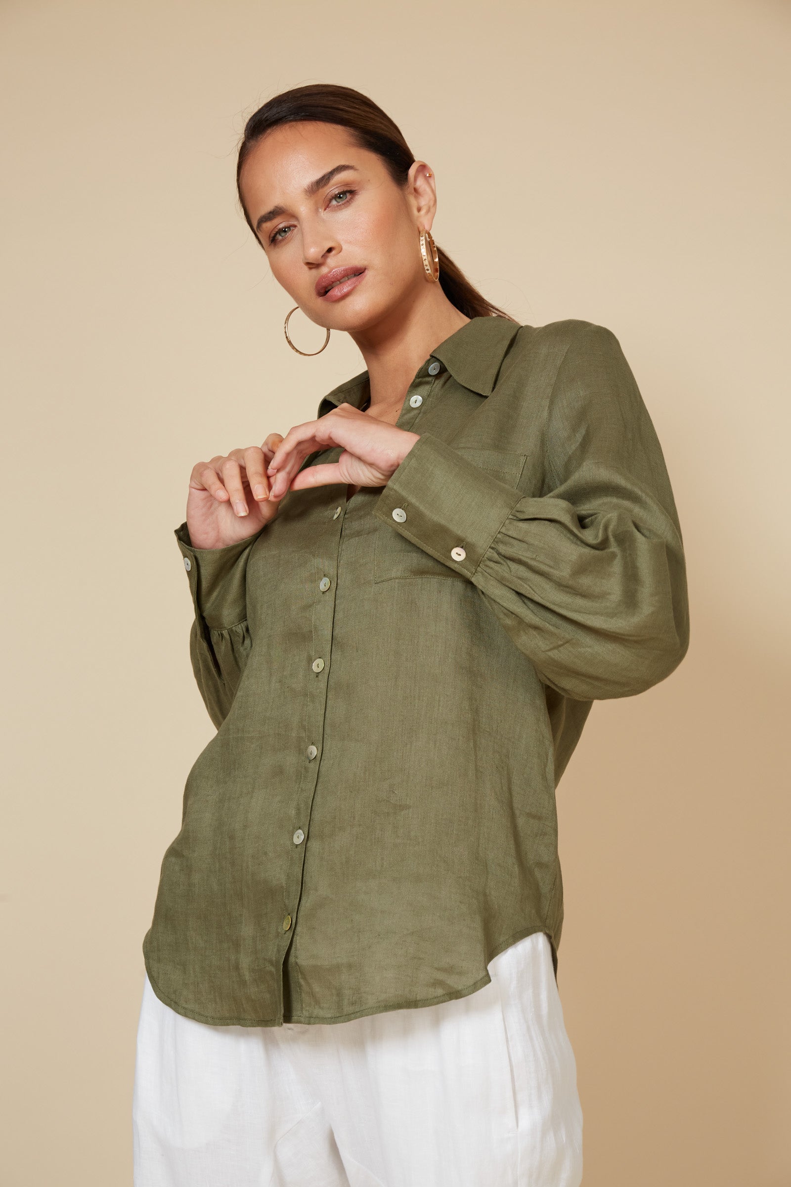 Khaki Linen Shirt