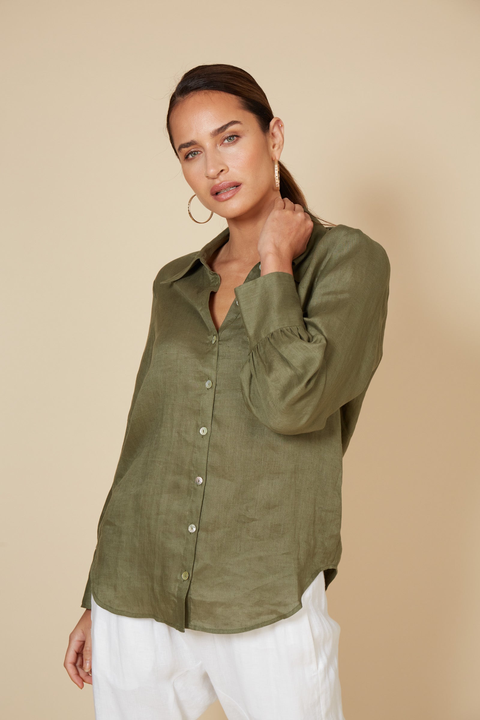 Khaki Linen Shirt