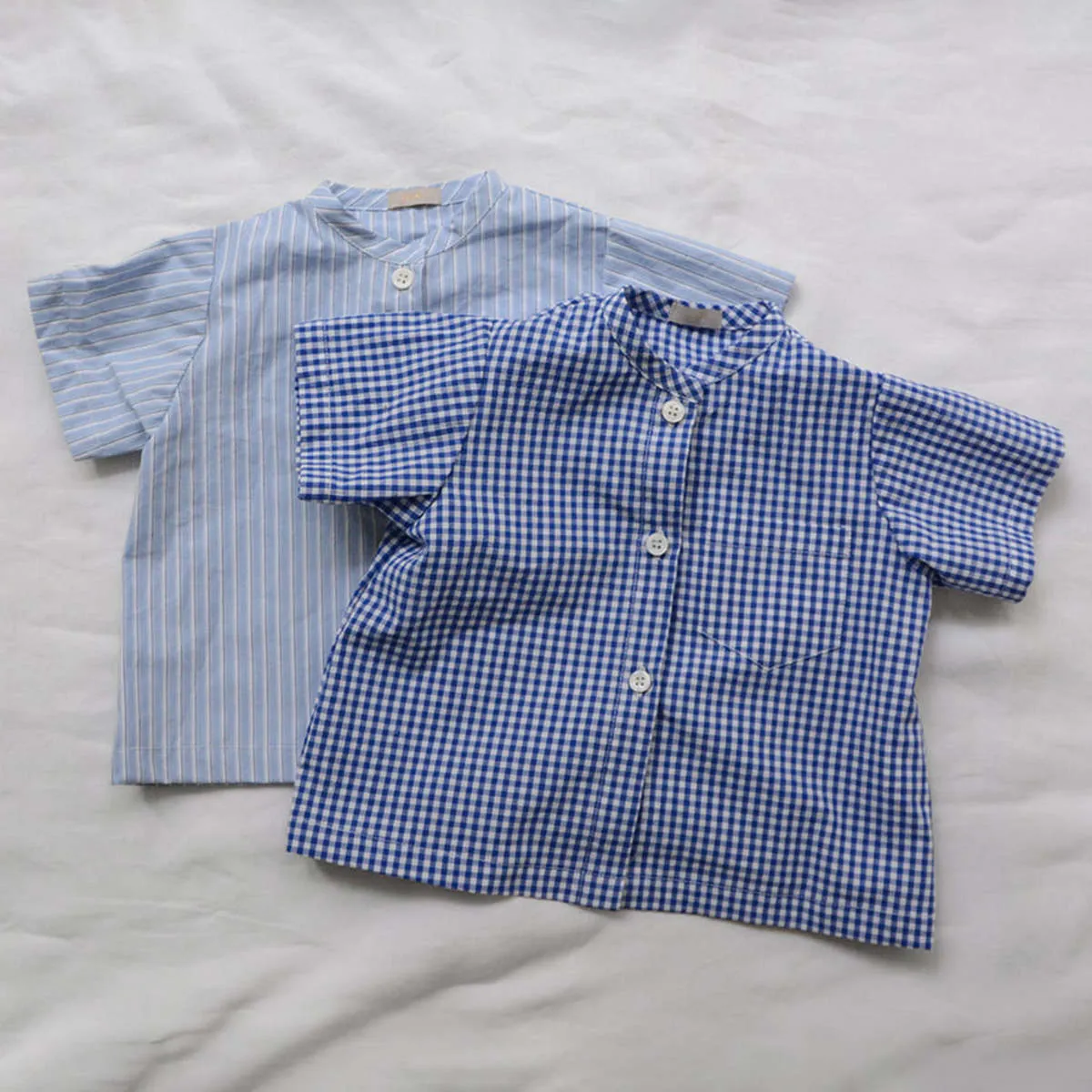 Blue Gingham Checks Kids Charlie Shirt