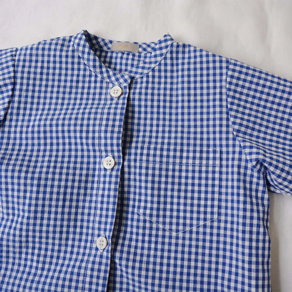 Blue Gingham Checks Kids Charlie Shirt