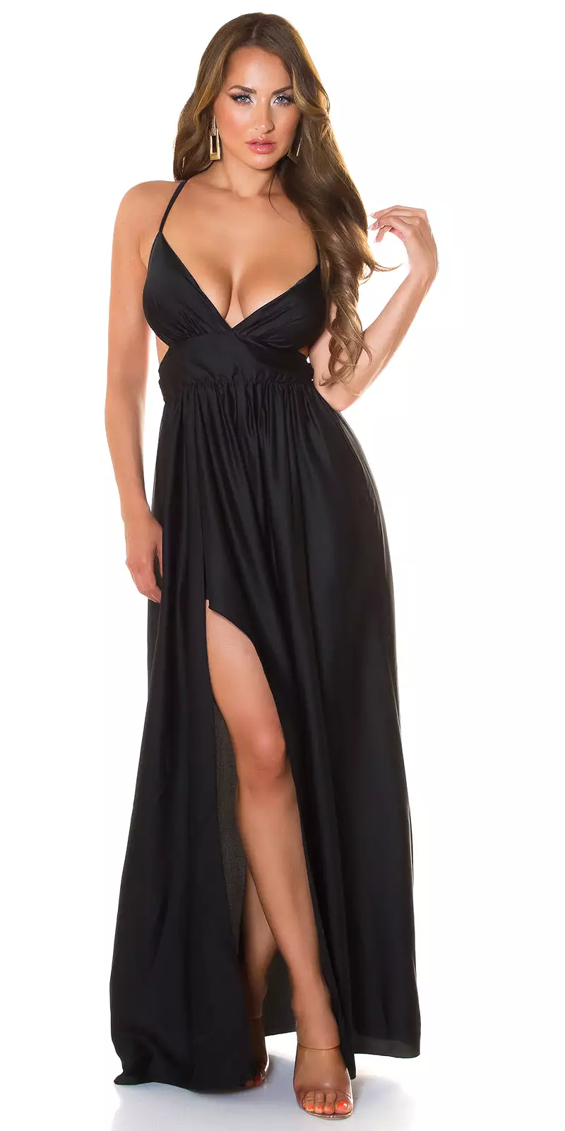 Koucla Satin Long Dress With Leg Slit