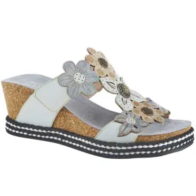 L'Artiste Spring Step Damour Wedge Sandal White Multi Women's