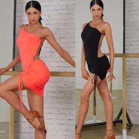 Vibrant Orange and Classic Black Latin Dance Practice Dress - Style 2410