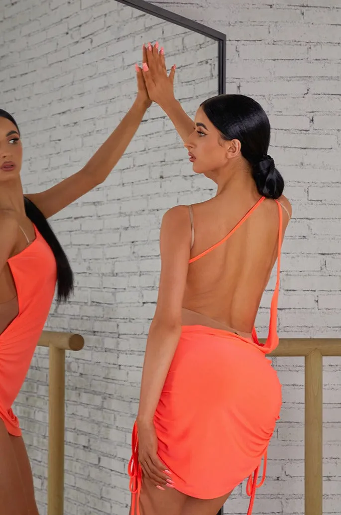 Vibrant Orange and Classic Black Latin Dance Practice Dress - Style 2410