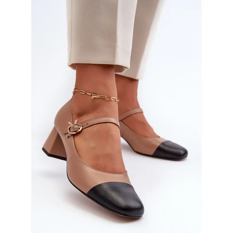 Womens' Brown Leather Pumps - Laura Messi 2846