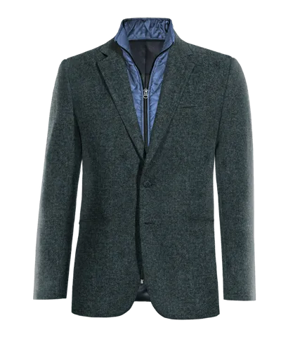 Limited edition blue Donegal tweed blazer.