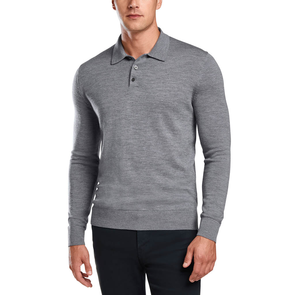 long sleeve polo shirt light grey