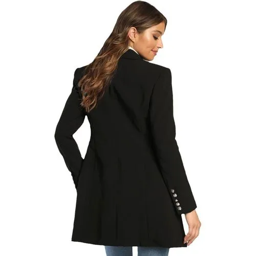 Long Sleeve Solid Color Women's Blazers - Formal & Elegant Button Blazers