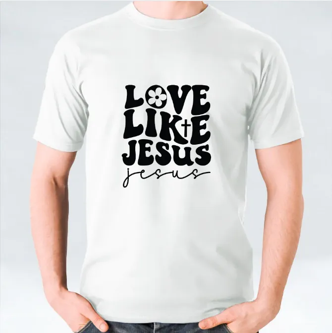 White, Black, and Maroon Love Like Jesus T-shirt