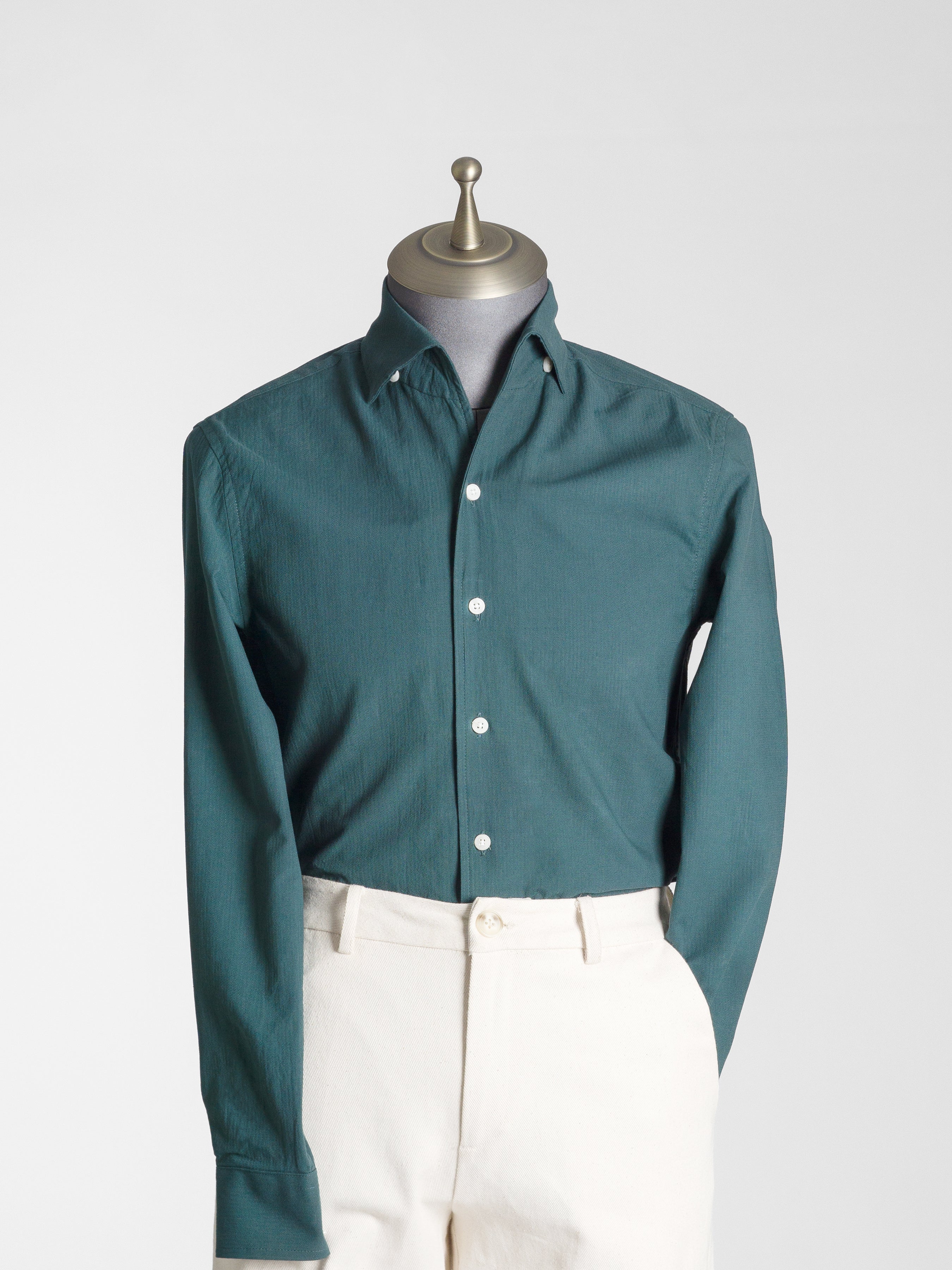 Luca Green Formal Shirt with One-Piece Collar