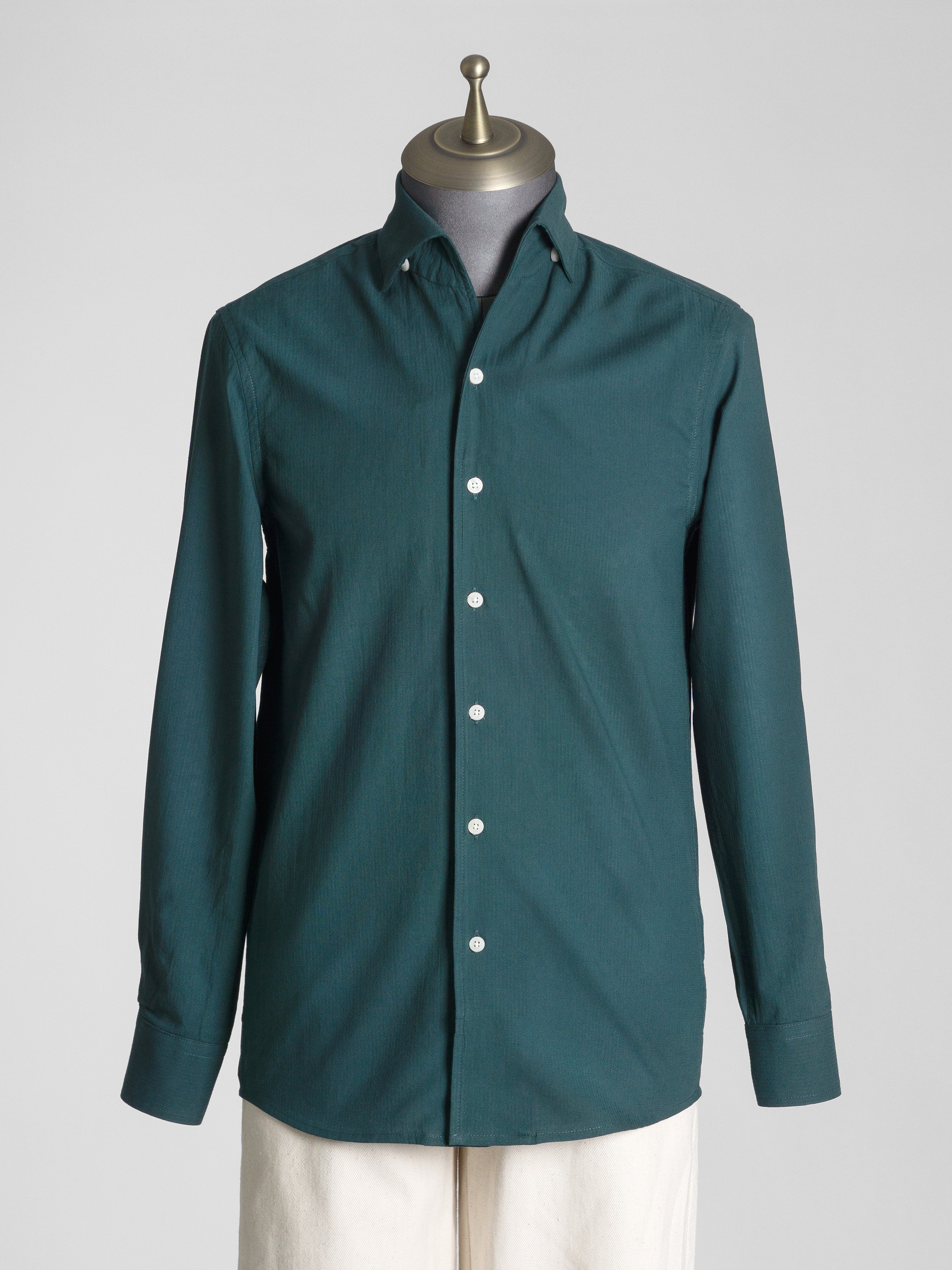 Luca Green Formal Shirt with One-Piece Collar