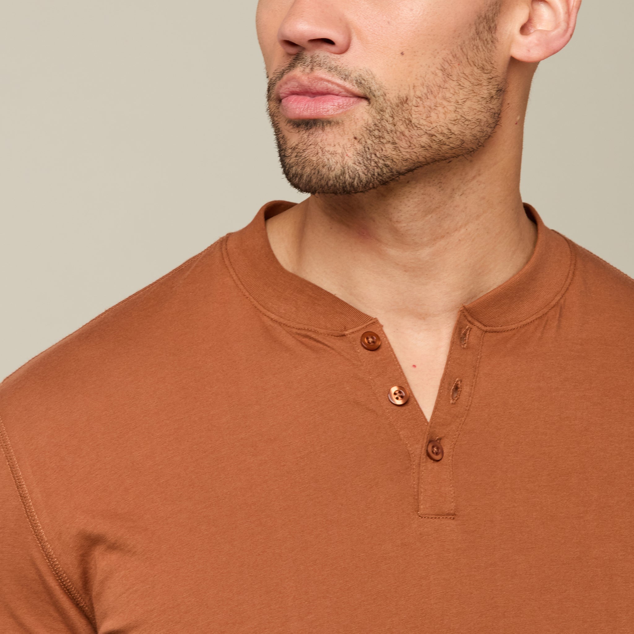 Lucchese Pima Cotton Henley, Brick Red