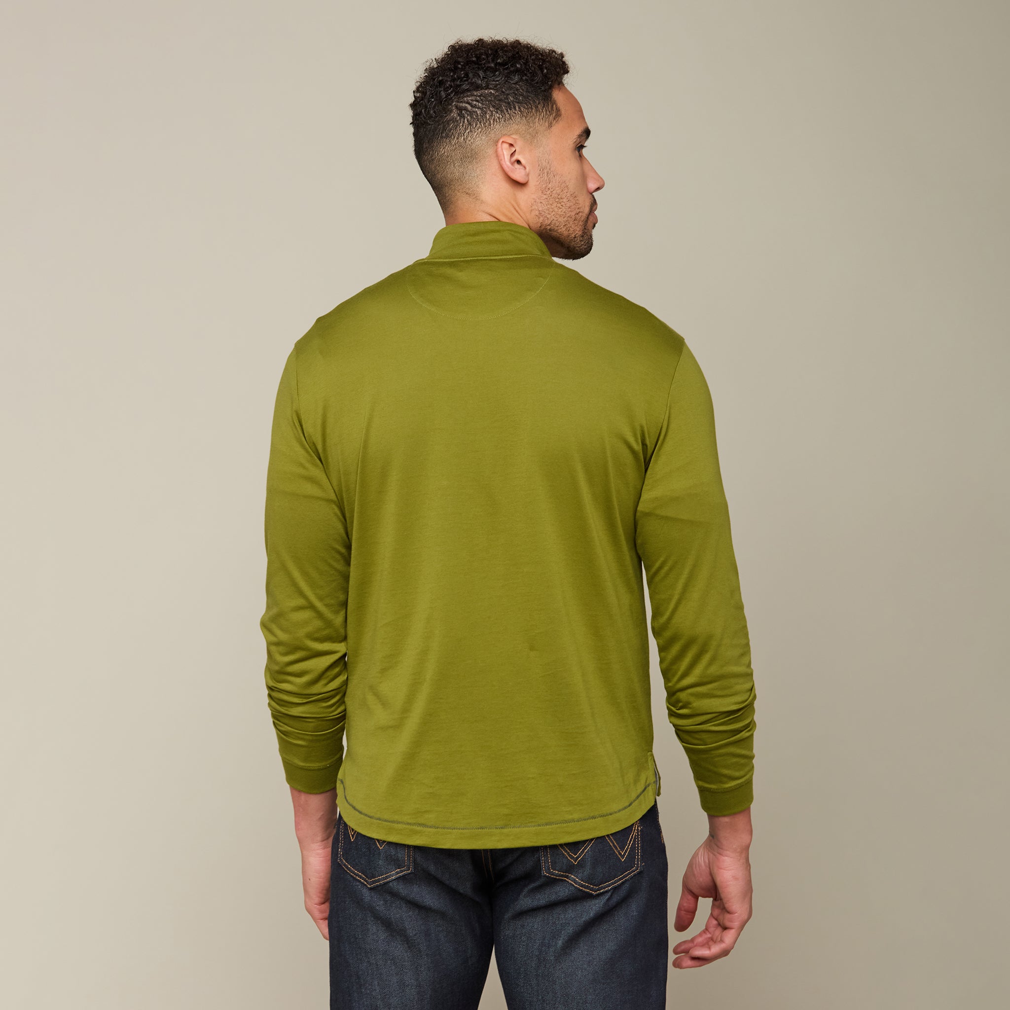 Lucchese Pima Cotton Quarter Zip Olive