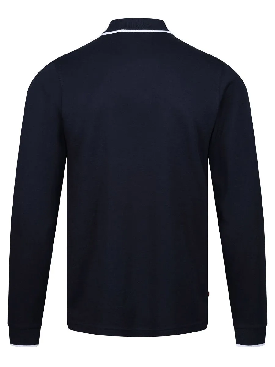 Luke 1977 Meadtastic Sport Long Sleeve Pique Polo Shirt Navy Blue