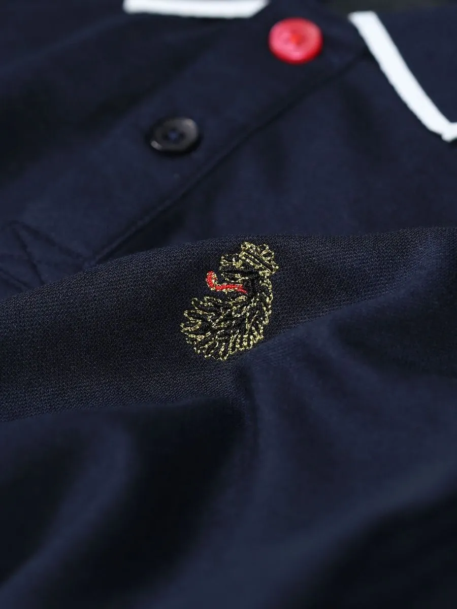 Luke 1977 Meadtastic Sport Long Sleeve Pique Polo Shirt Navy Blue