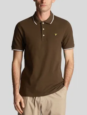 Lyle & Scott Olive/White Tipped Polo Shirt