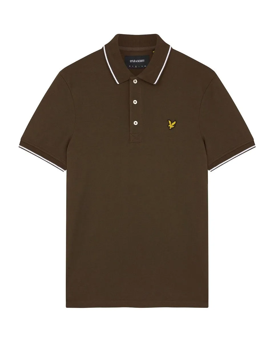 Lyle & Scott Olive/White Tipped Polo Shirt