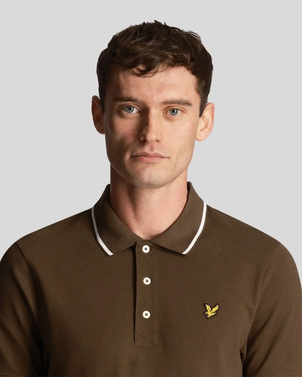 Lyle & Scott Olive/White Tipped Polo Shirt