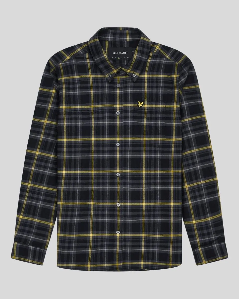 Jet Black Lyle & Scott Flannel Check Long Sleeve Shirt