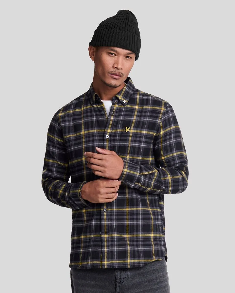 Jet Black Lyle & Scott Flannel Check Long Sleeve Shirt