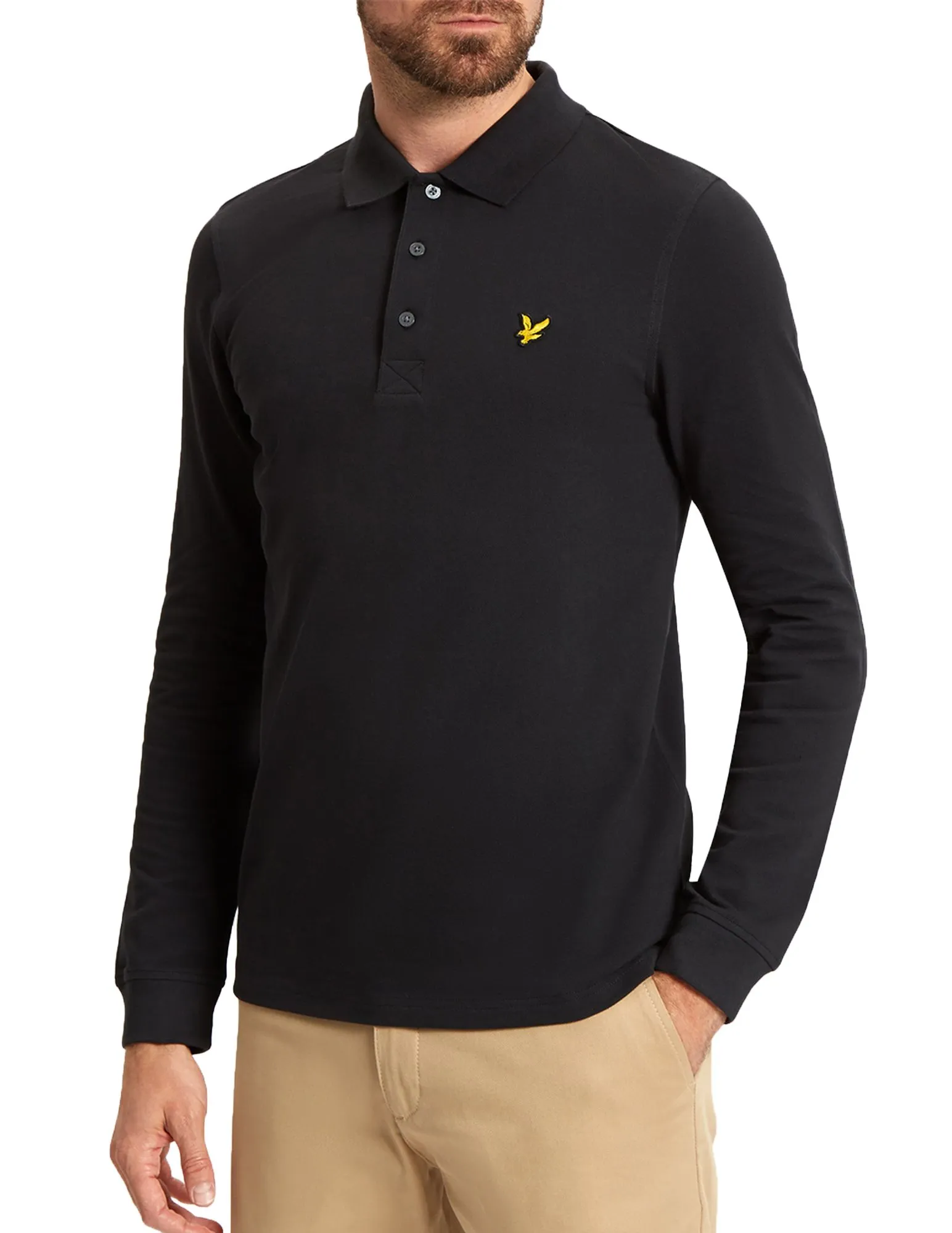 Lyle and Scott True Black Long Sleeve Polo Shirt Shop