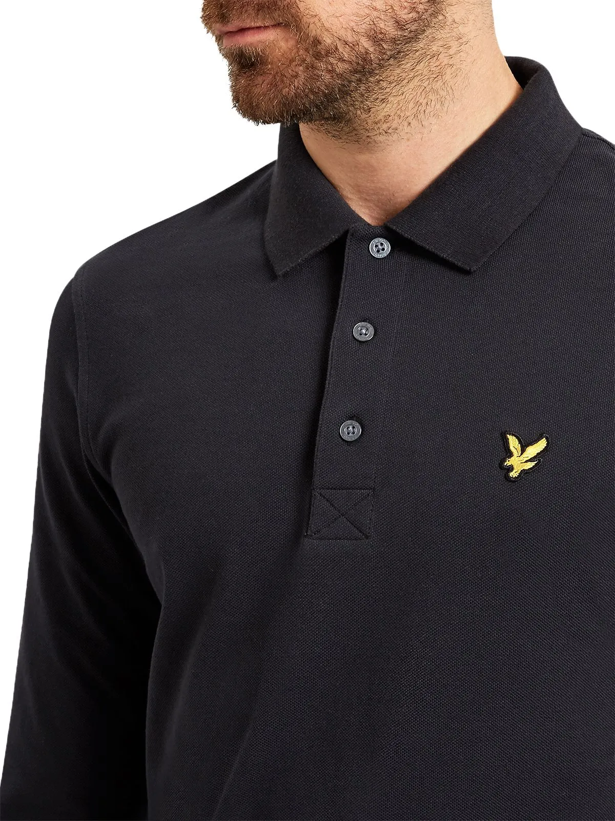 Lyle and Scott True Black Long Sleeve Polo Shirt Shop