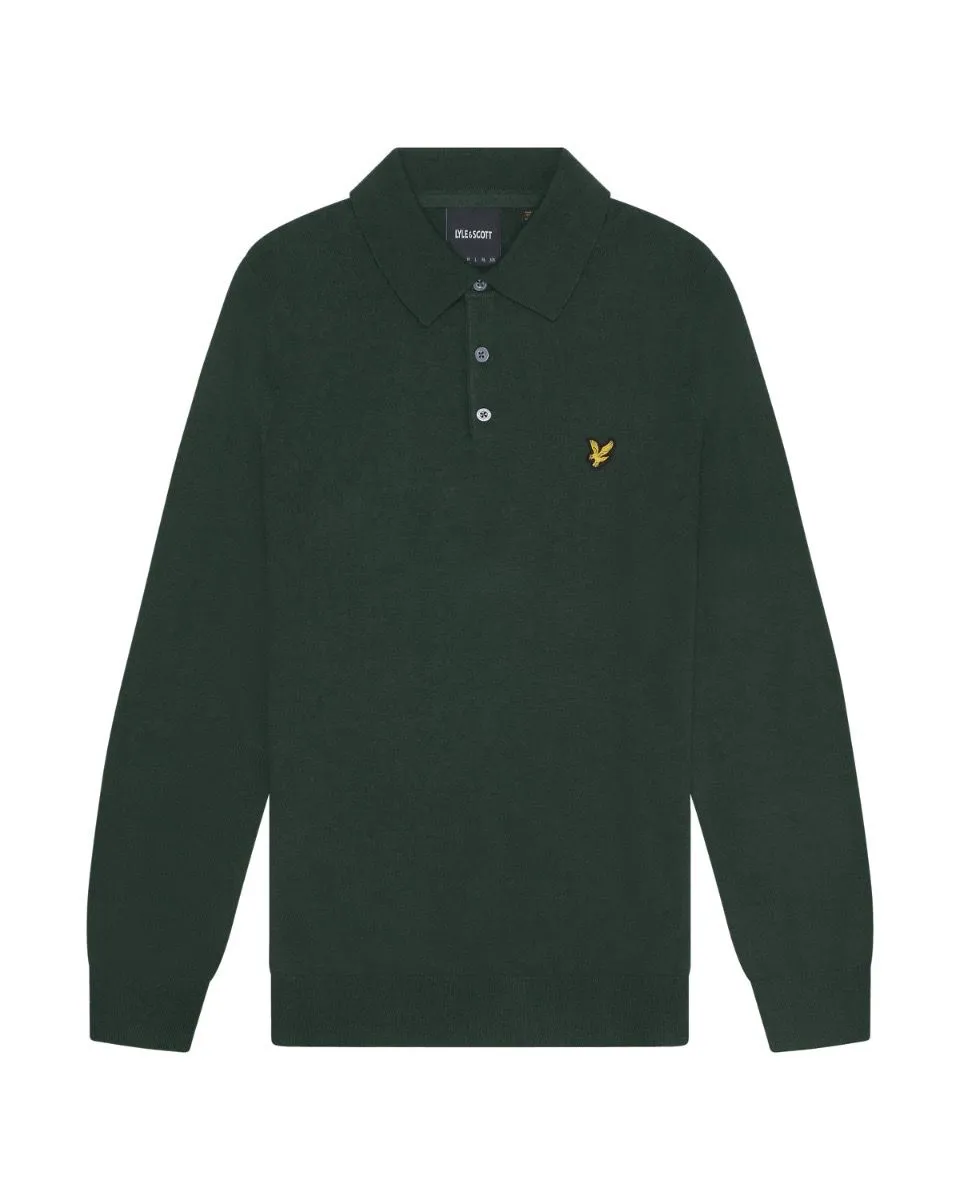 Lyle & Scott Merino Cotton Long Sleeve Polo Shirt Jumper Argyle Teal