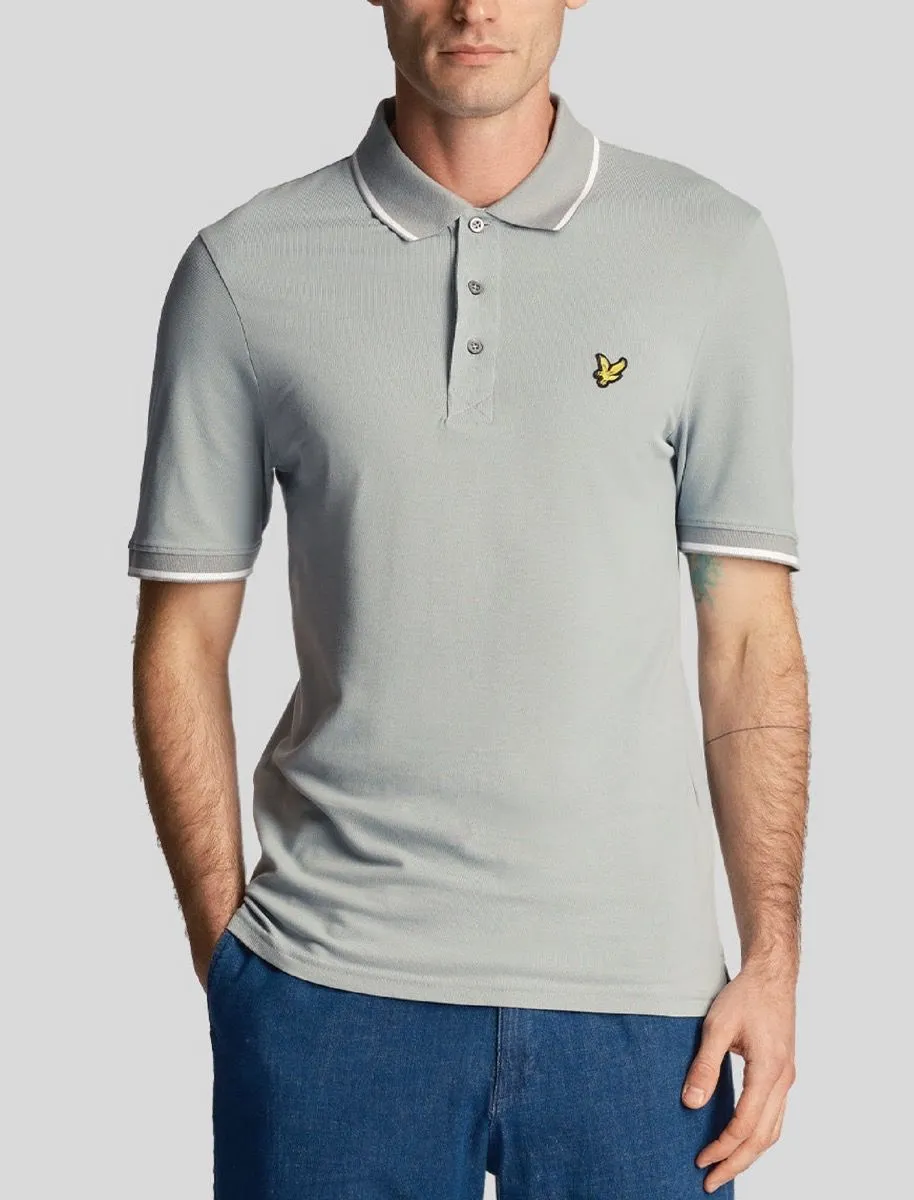 Lyle and Scott Tipped Short Sleeve Polo Shirt Slate Blue White