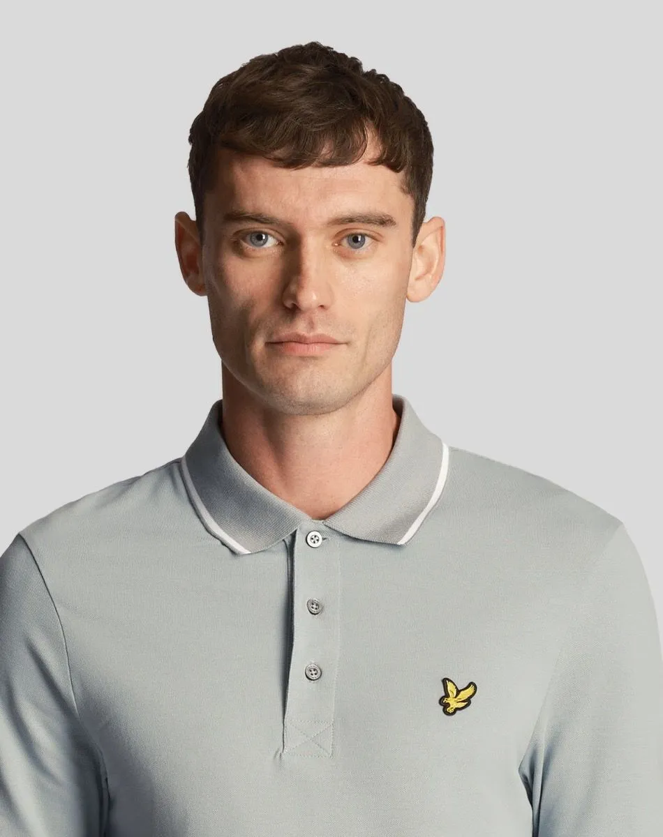 Lyle and Scott Tipped Short Sleeve Polo Shirt Slate Blue White