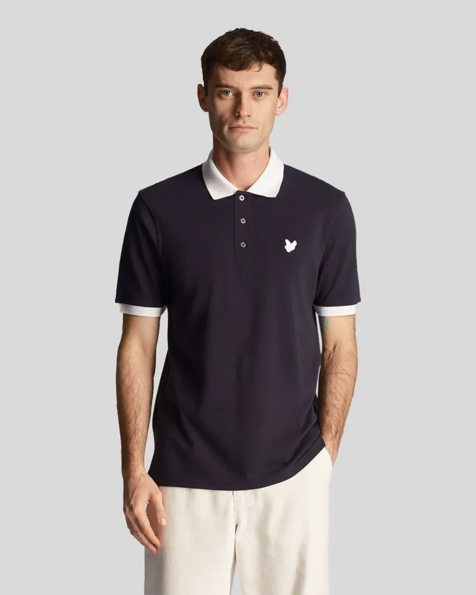 Lyle & Scott Dark Navy/White Tonal Ringer Short Sleeve Polo Shirt