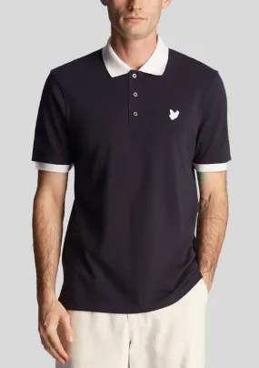 Lyle & Scott Dark Navy/White Tonal Ringer Short Sleeve Polo Shirt