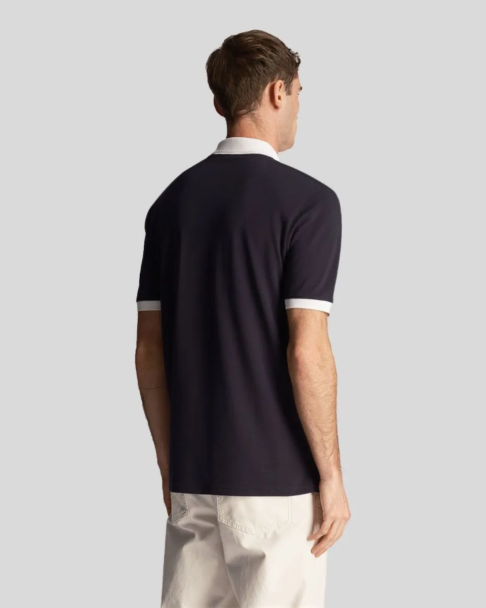 Lyle & Scott Dark Navy/White Tonal Ringer Short Sleeve Polo Shirt