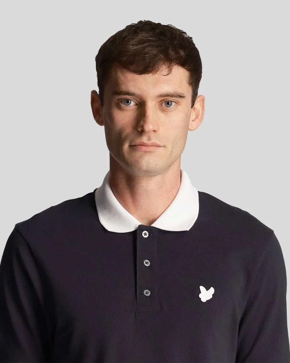 Lyle & Scott Dark Navy/White Tonal Ringer Short Sleeve Polo Shirt