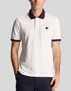 Lyle & Scott White/Dark Navy Tonal Ringer Short Sleeve Polo Shirt