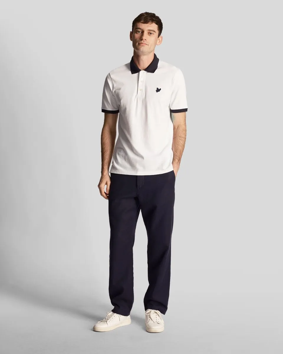 Lyle & Scott White/Dark Navy Tonal Ringer Short Sleeve Polo Shirt