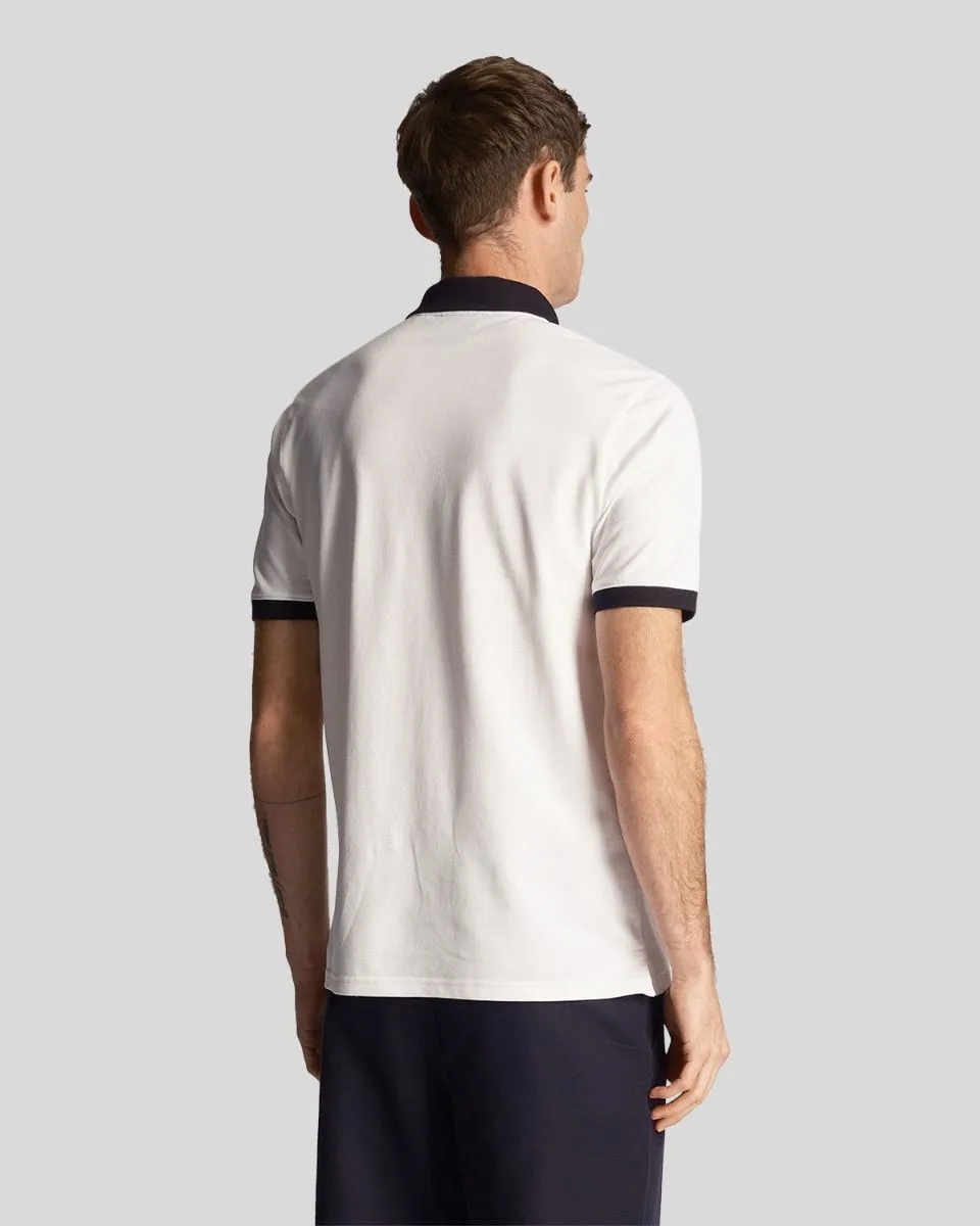 Lyle & Scott White/Dark Navy Tonal Ringer Short Sleeve Polo Shirt